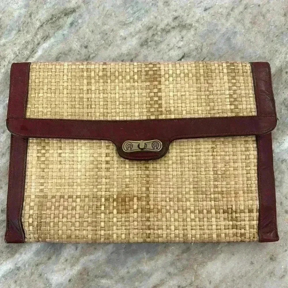 Etienne Aigner Handbags - Vintage Etienne Aigner Straw Envelope Clutch